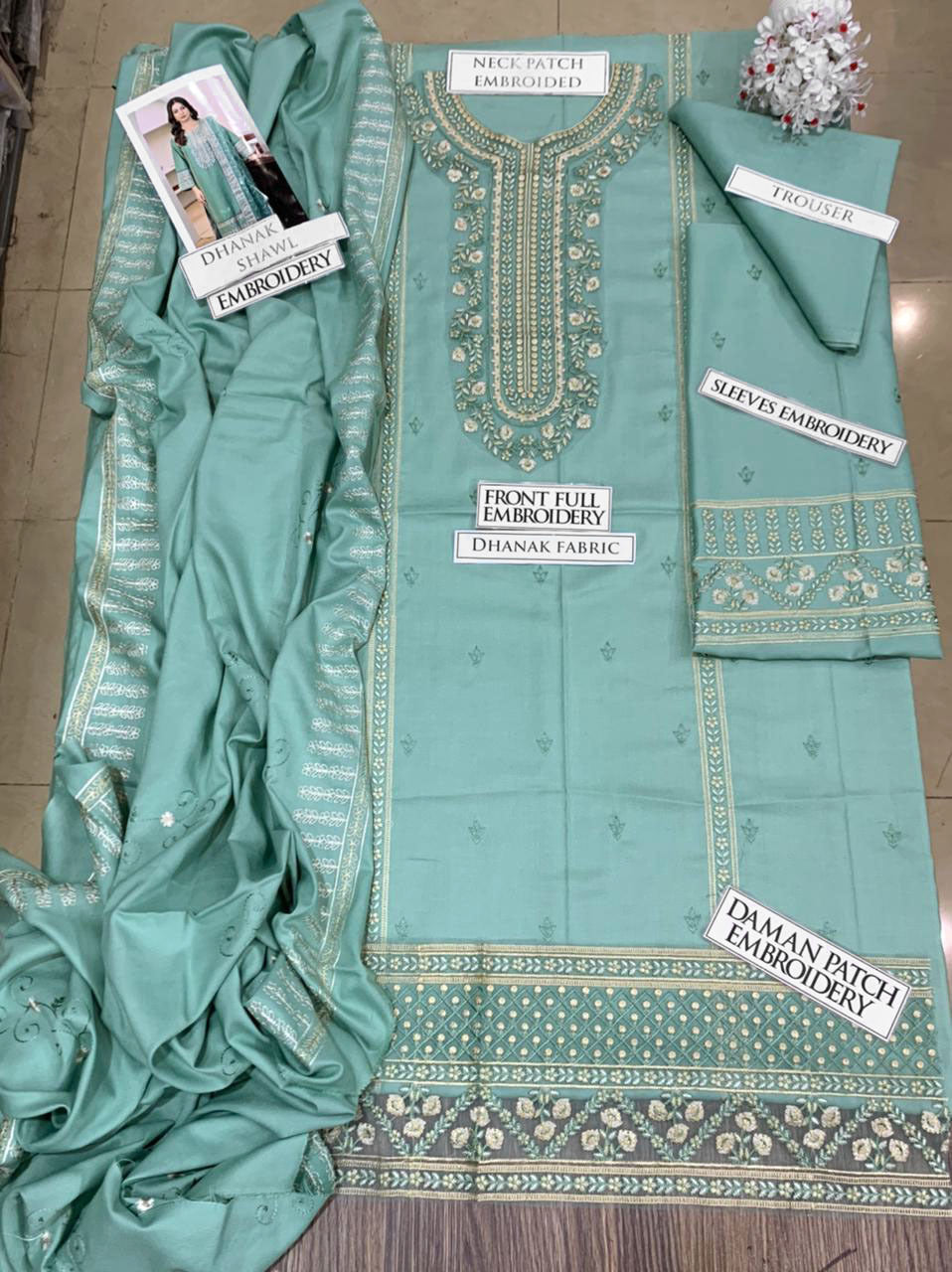 DFW-1256 Wania Embroidery 3PC Dhanak Suit