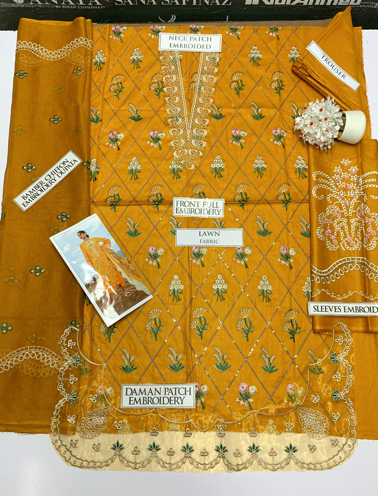 DFW-603 Maria B Heavy Embroidery 3Pc Lawn Suit