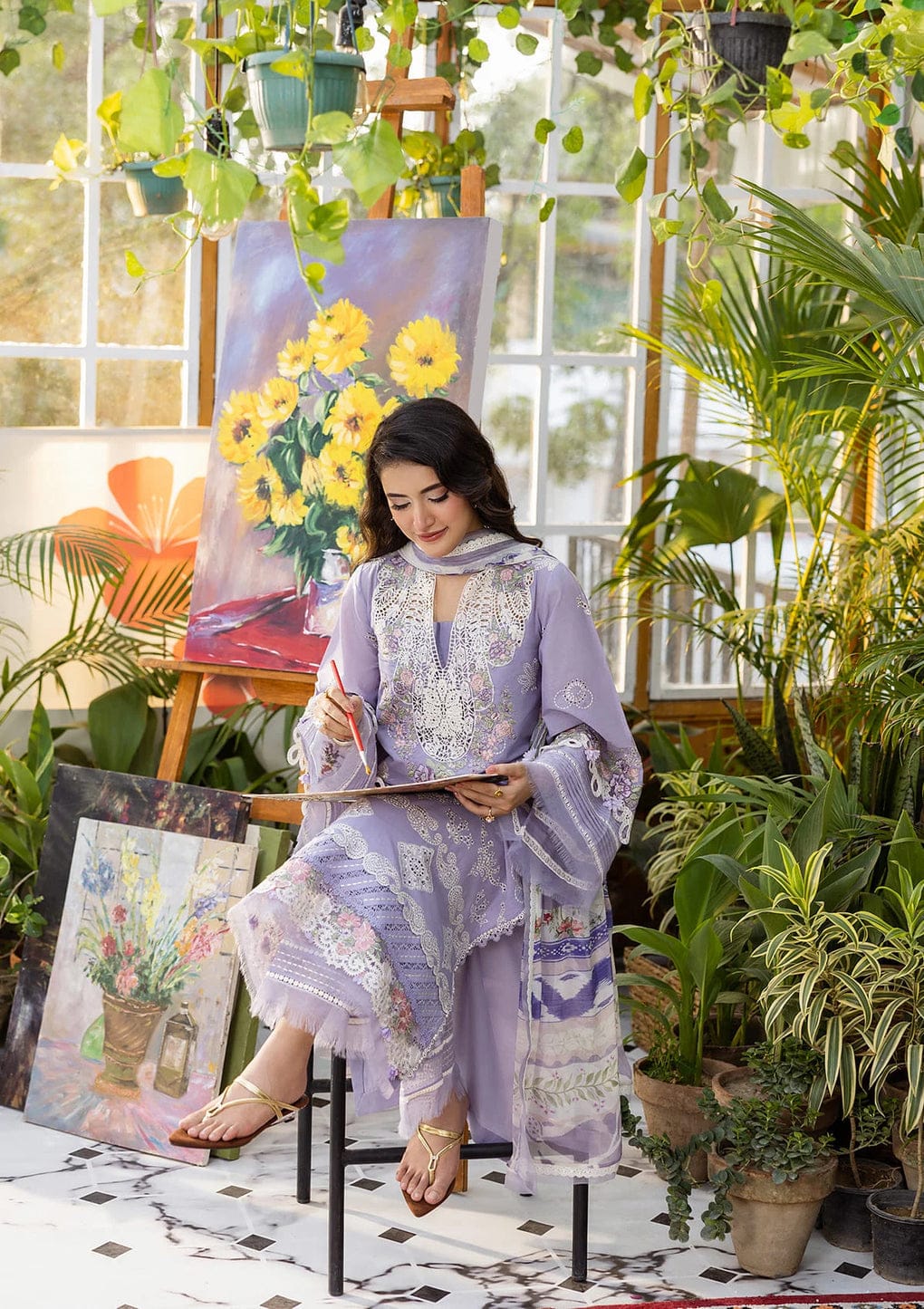 DFW-1092 Elaf Heavy Embroidery 3PC Dhanak Suit