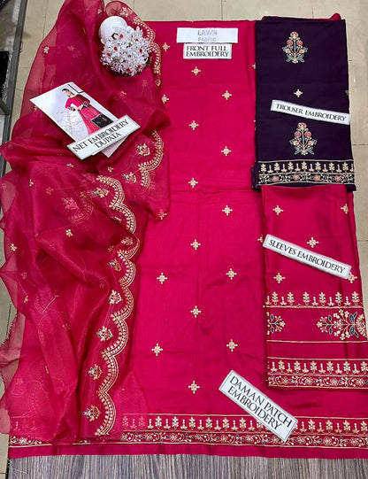 DFW-1350 Maria B Embroidery 3PC Lawn Suit