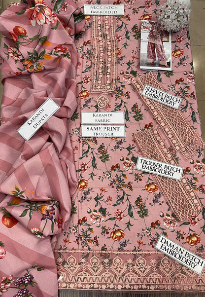 DFW-1214 Zainab Chottani Embroidery 3PC Karandi Suit