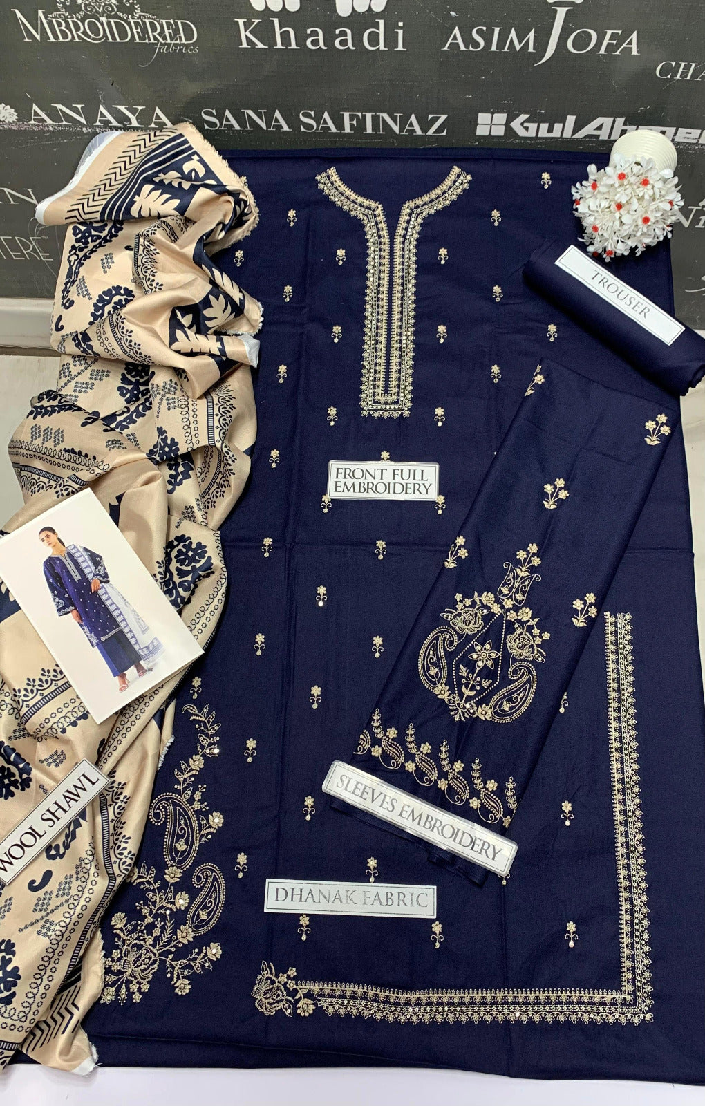 DFW-875 Sapphire Heavy Embroidery 3PC Dhanak Suit