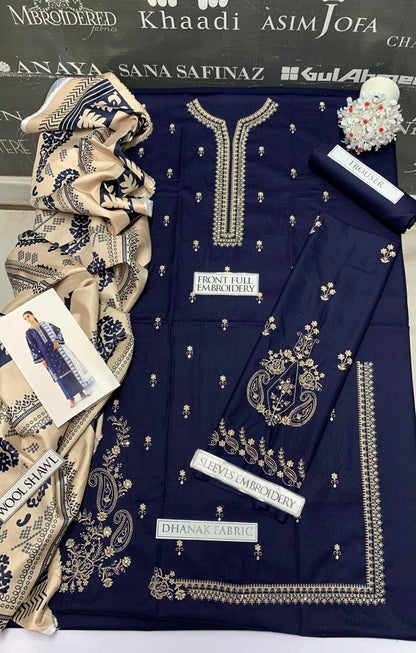 DFW-875 Sapphire Heavy Embroidery 3PC Dhanak Suit