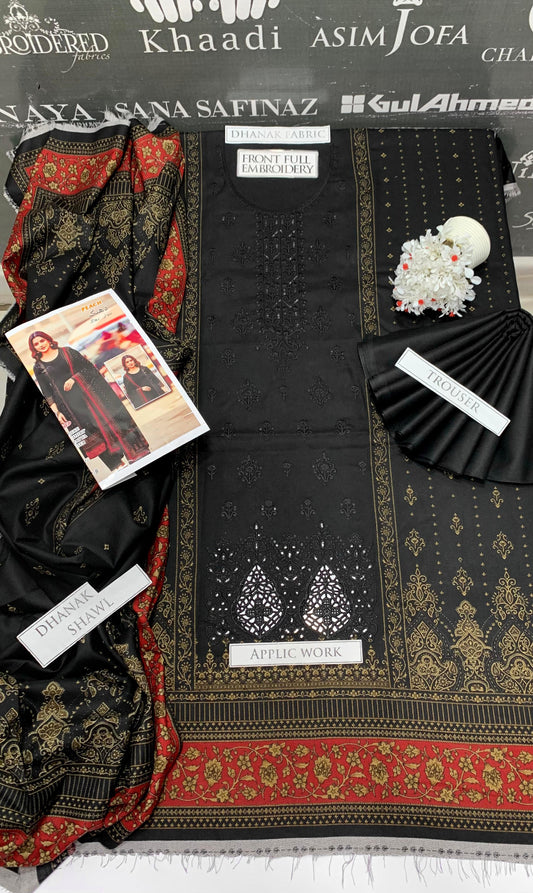 DFW-958 BJ Textile Heavy Embroidery 3PC Dhanak Suit