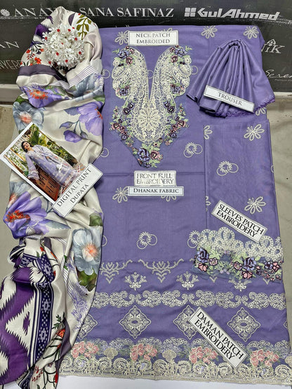 DFW-1092 Elaf Heavy Embroidery 3PC Dhanak Suit