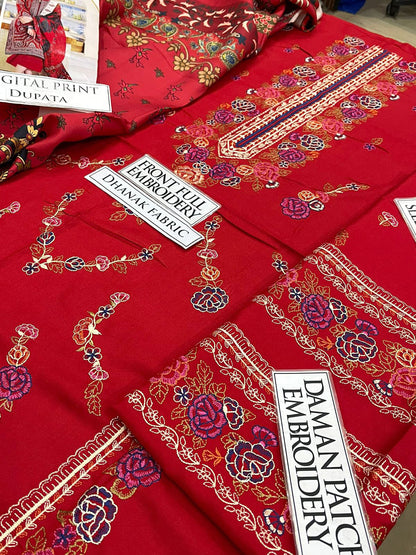 DFW-1225 Zara Shah Jahan Embroidery 3PC Dhanak Suit