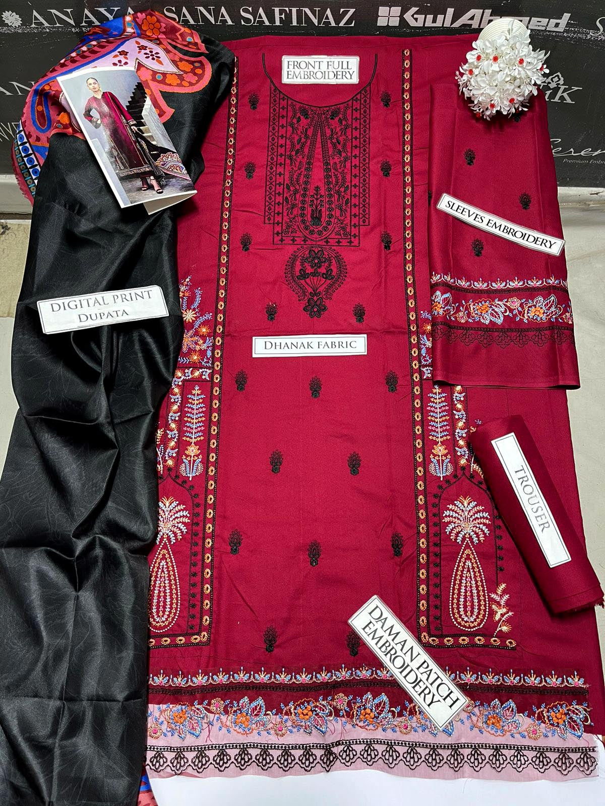 DFW-1026 Zainab Chottani Embroidery 3PC Dhanak Suit