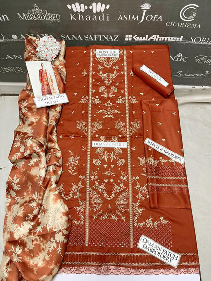 DFW-987 Hussain Rehar Heavy Embroidery 3PC Dhanak Suit
