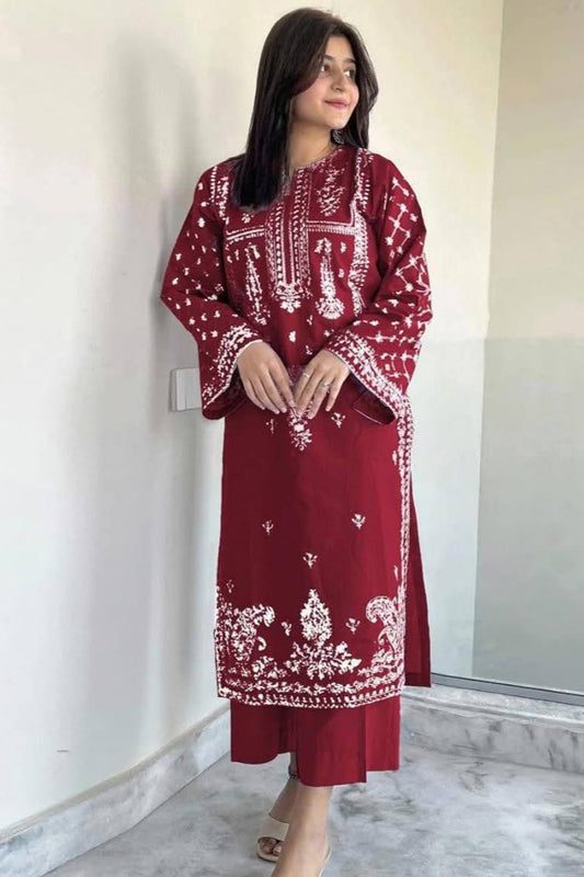 DFW-1036 Sapphire Embroidery 2PC Dhanak Suit