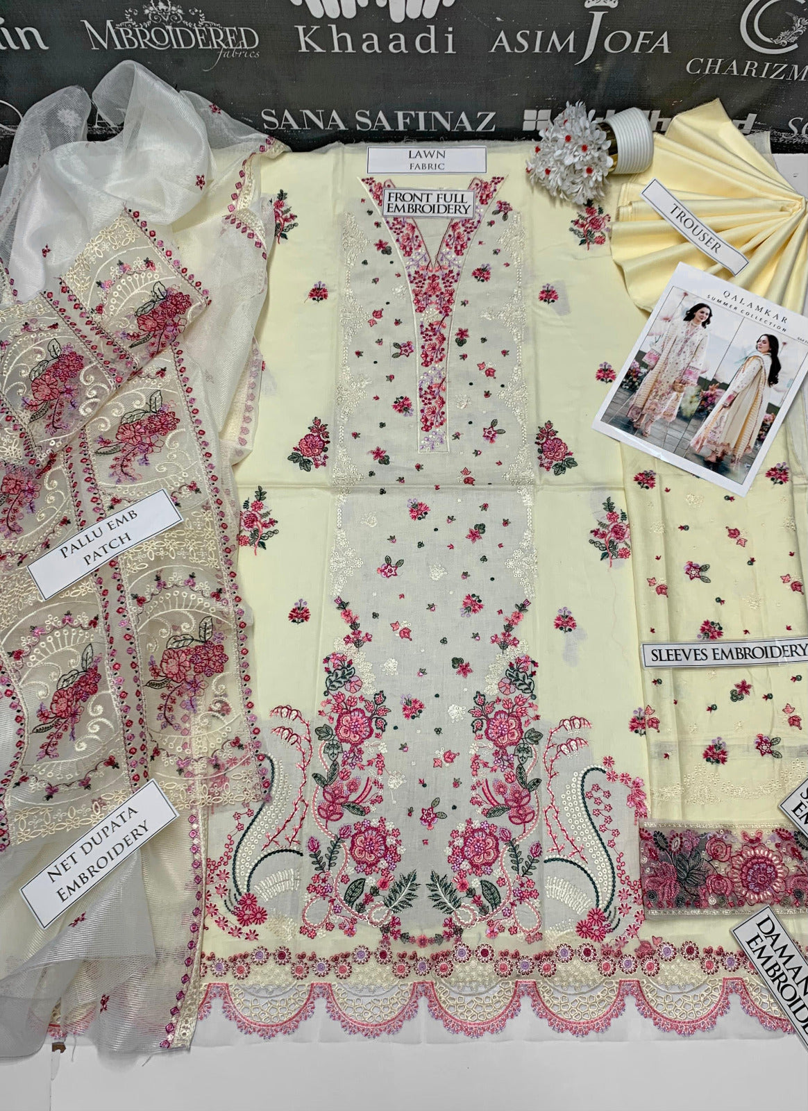 DFW-885 Qalamkar Nazir Heavy Embroidery 3PC Lawn Suit