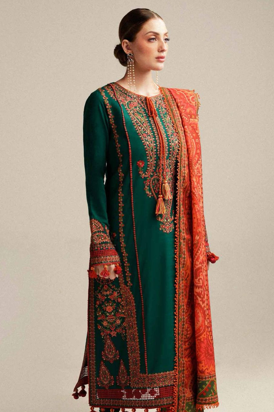 DFW-1226 Hussain Rehar Embroidery 3PC Dhanak Suit