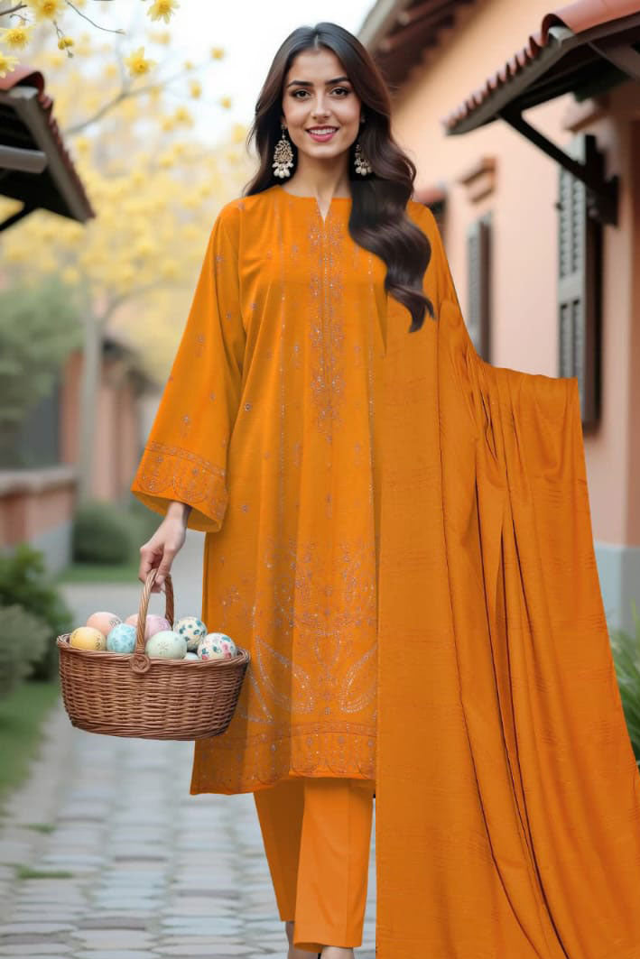 DFW-1157 Bareeze Heavy Embroidery 3PC Dhanak Suit