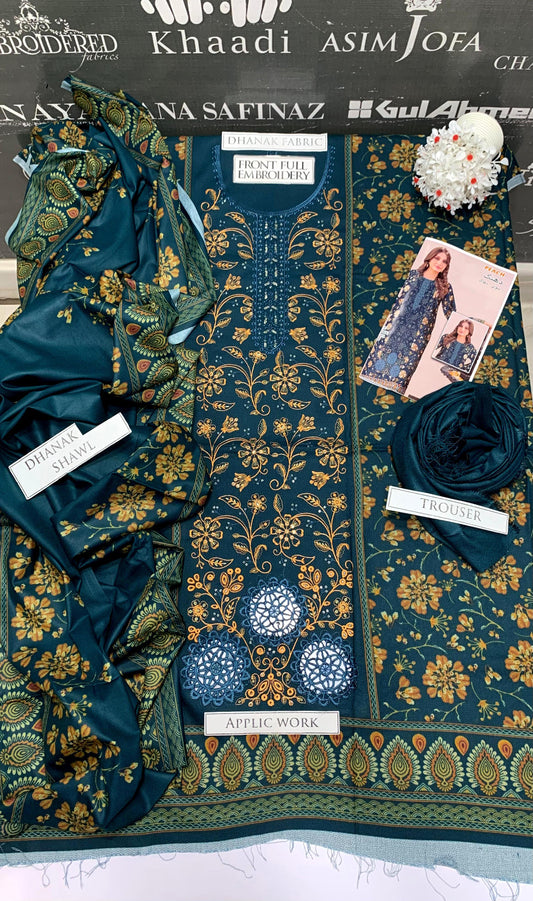 DFW-959 BJ Textile Heavy Embroidery 3PC Dhanak Suit