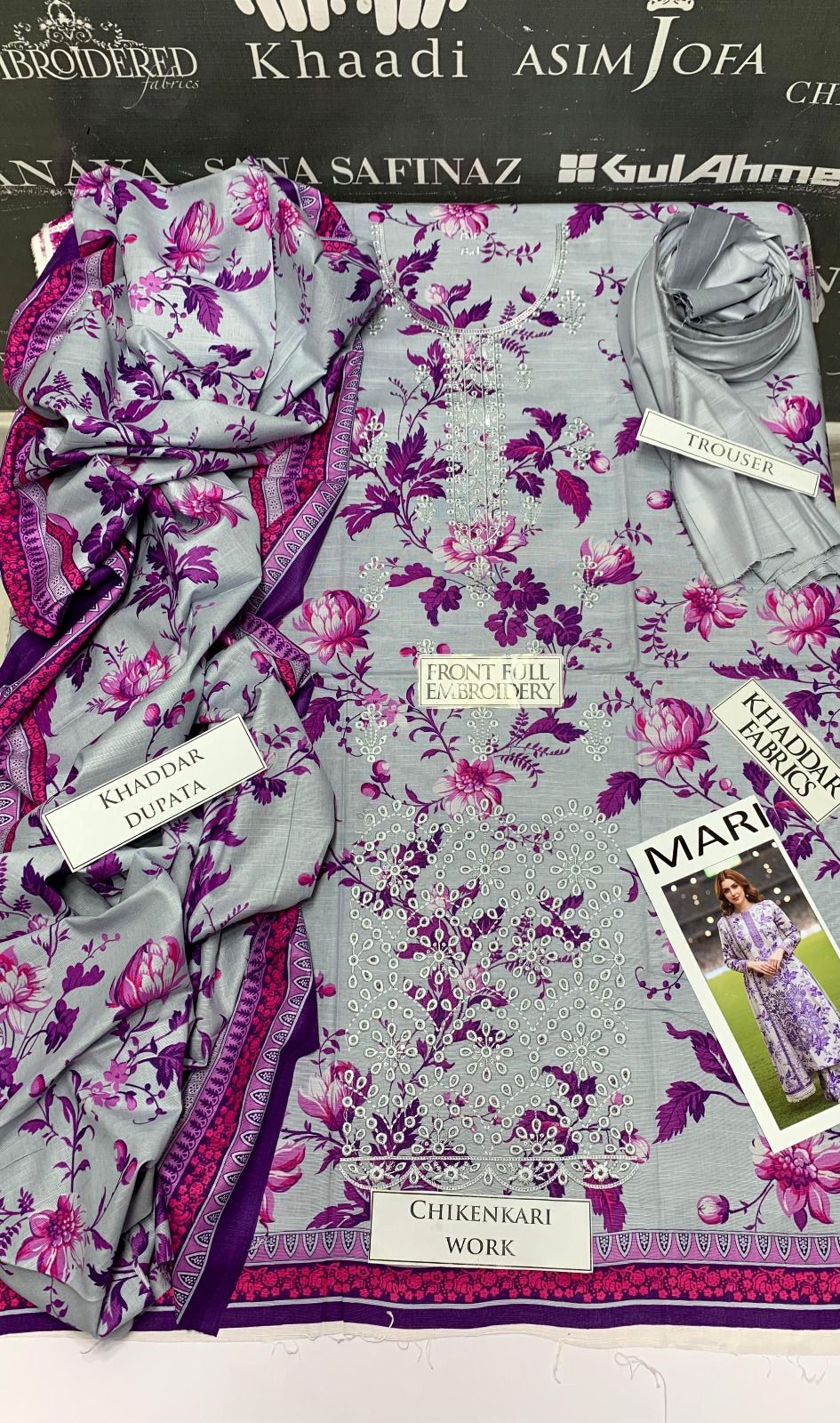 DFW-1000 Aneelas Heavy Embroidery 3PC Khaddar Suit