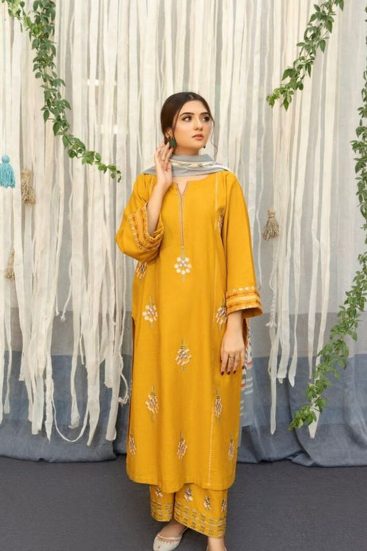 DFW-502 A Sling Heavy Embroidery 3Pc Lawn Suit