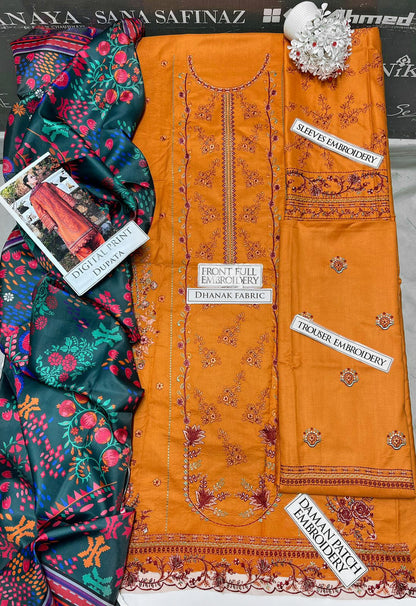 DFW-1188 Hussain Rehar Embroidery 3PC Dhanak Suit