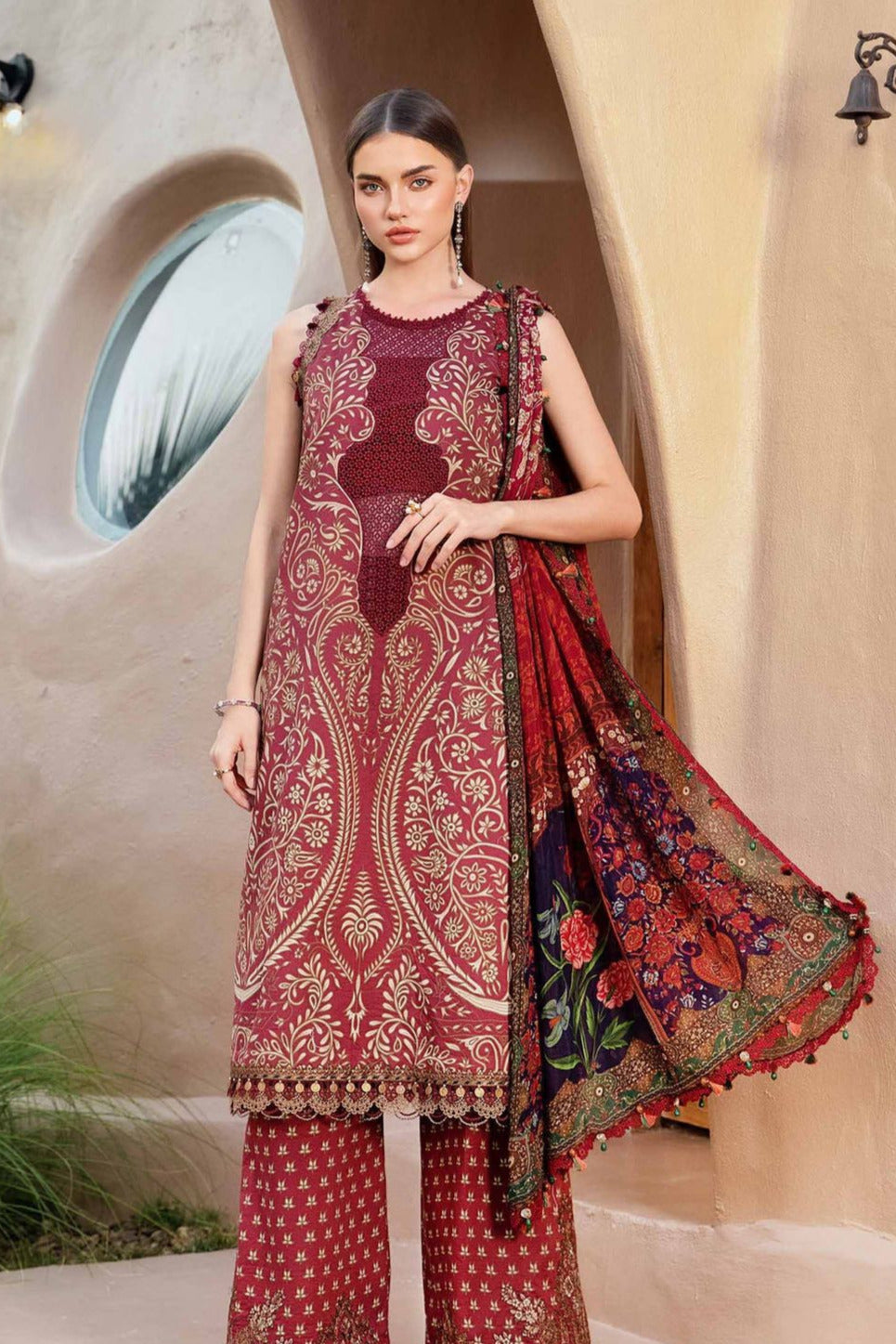 DFW-489 Maria B Embroidery 3Pc Lawn Suit