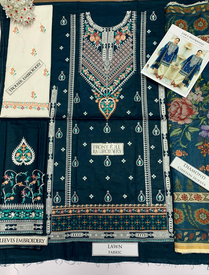 DFW-588 Zara Shah Jahan Heavy Embroidery 3Pc Lawn Suit