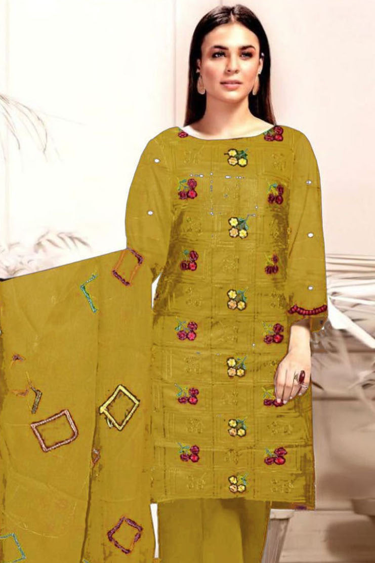 DFW-649 Maria B Heavy Embroidery 3Pc Lawn Suit