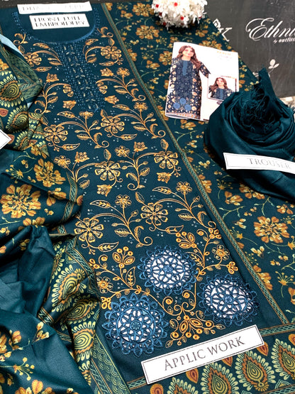 DFW-959 BJ Textile Heavy Embroidery 3PC Dhanak Suit