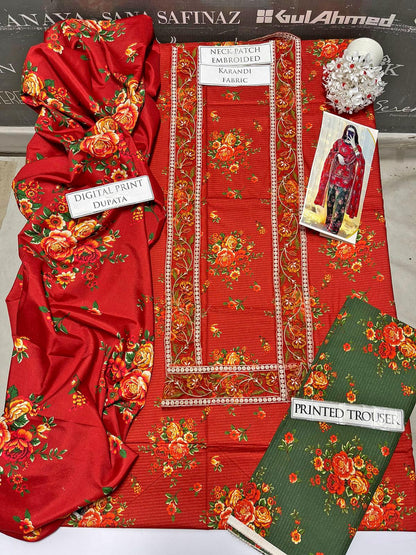 DFW-1093 Bin Saeed Embroidery 3PC karandi Suit