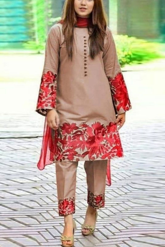 DFW-382 Maria B Heavy Embroidery 3Pc Lawn Suit