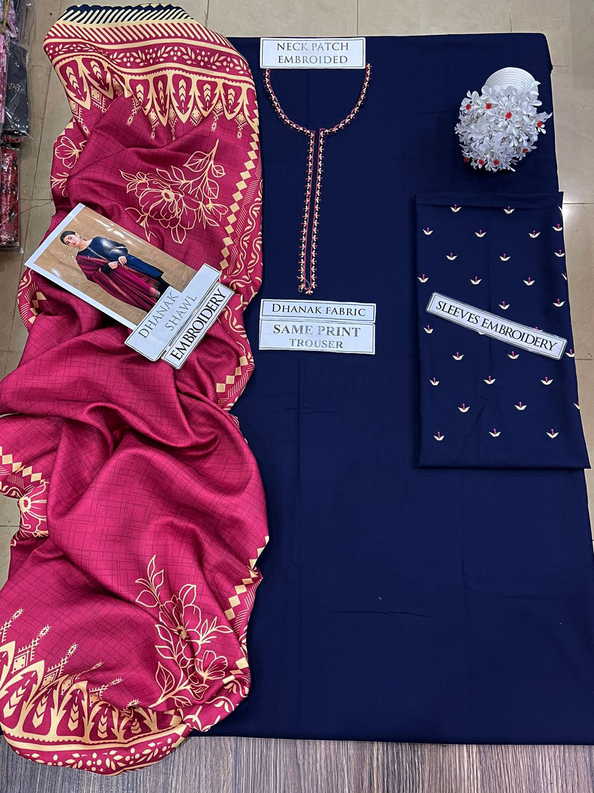 DFW-1242 Dyot Embroidery 3PC Dhanak Suit