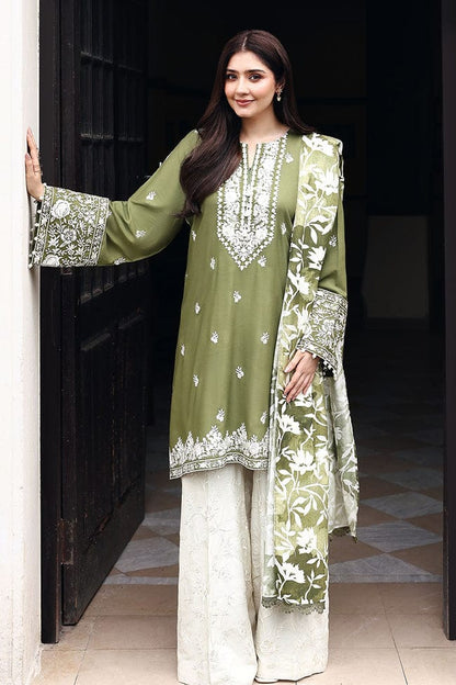 DFW-1200 Cross Stitch Embroidery 3PC Dhanak Suit