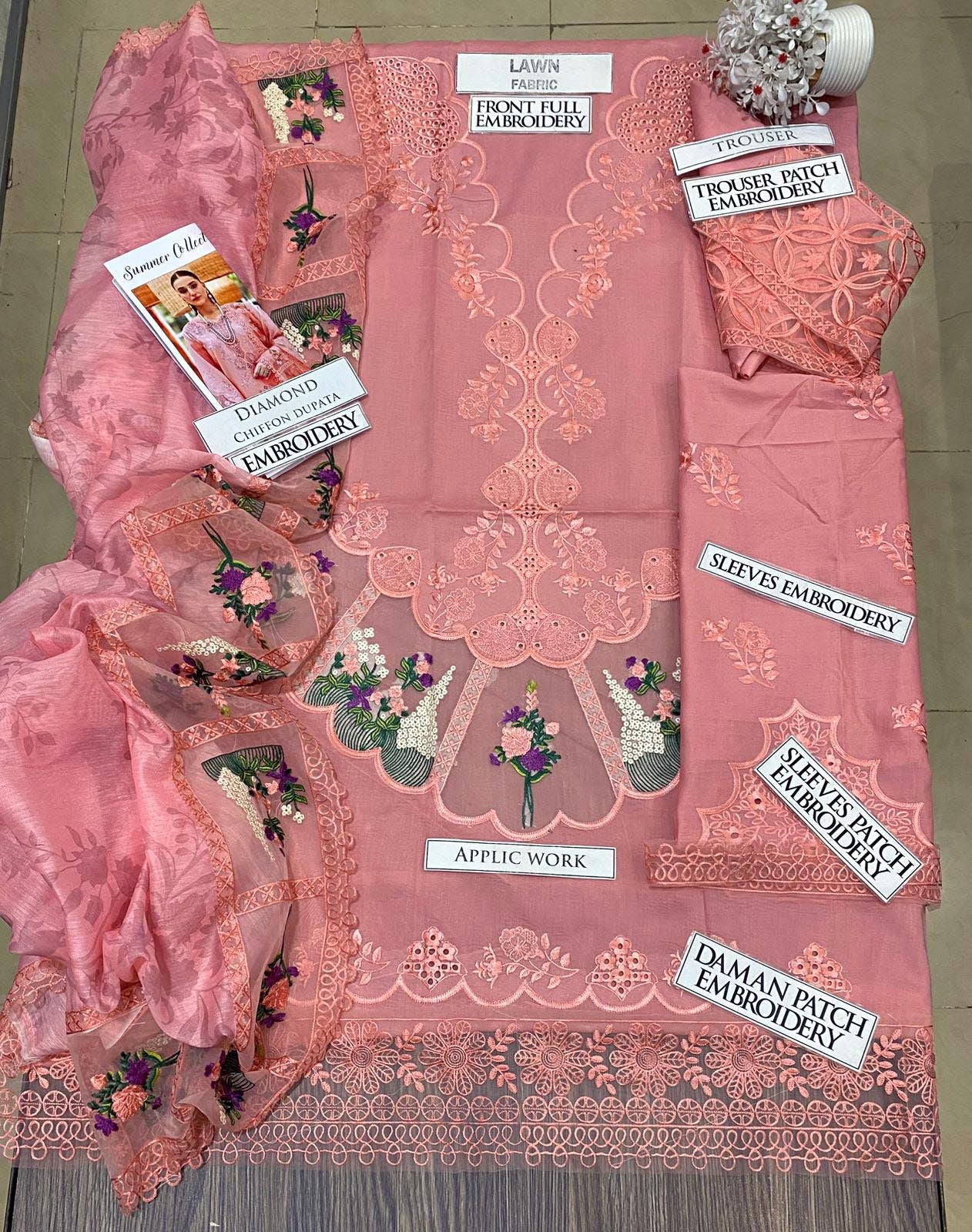 DFW-1334 Crimson Embroidery 3PC Lawn Suit