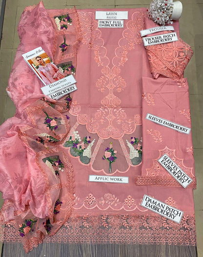 DFW-1334 Crimson Embroidery 3PC Lawn Suit