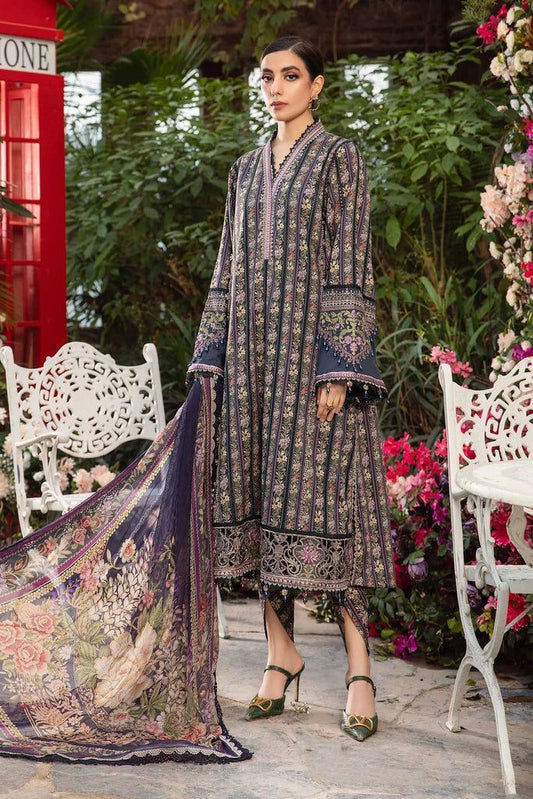 DFW-09 Maria.B Floral Unstitched Fancy Embroided Lawn Dress