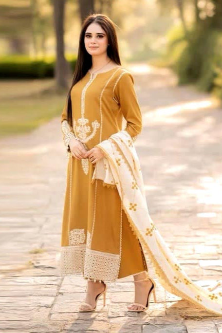 DFW-1001 A Sling Embroidery 3PC Dhanak Suit