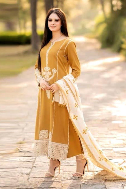DFW-1001 A Sling Embroidery 3PC Dhanak Suit