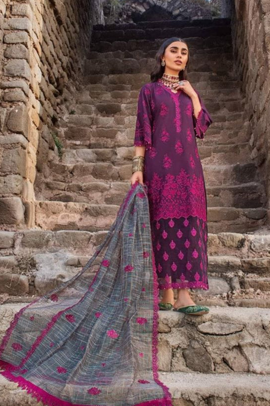 DFW-344 Maria B Heavy Embroidery 3Pc Lawn Suit