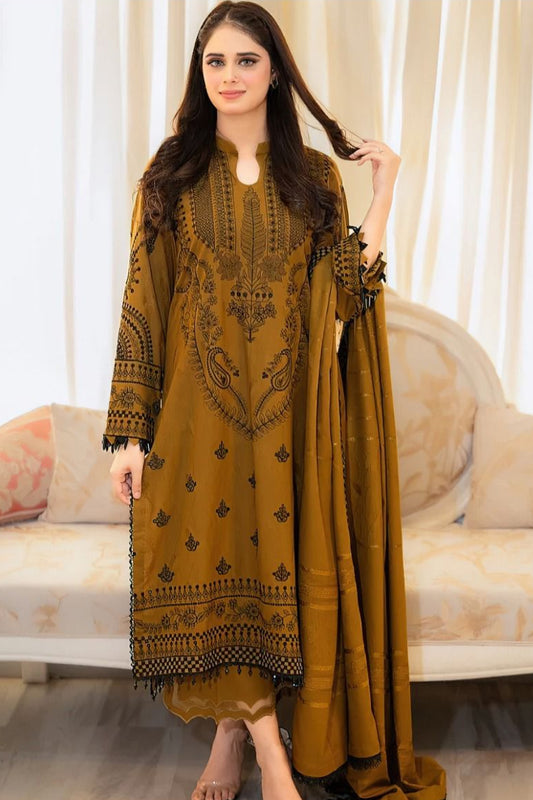 DFW-109  Libas Luxury Unstitched Embroided Lawn Dress