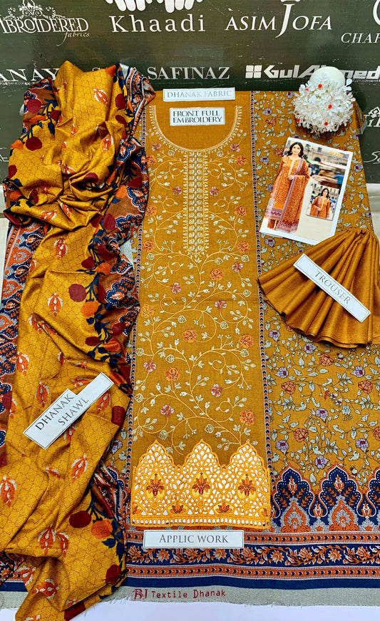 DFW-951 BJ Textile Heavy Embroidery 3PC Dhanak Suit