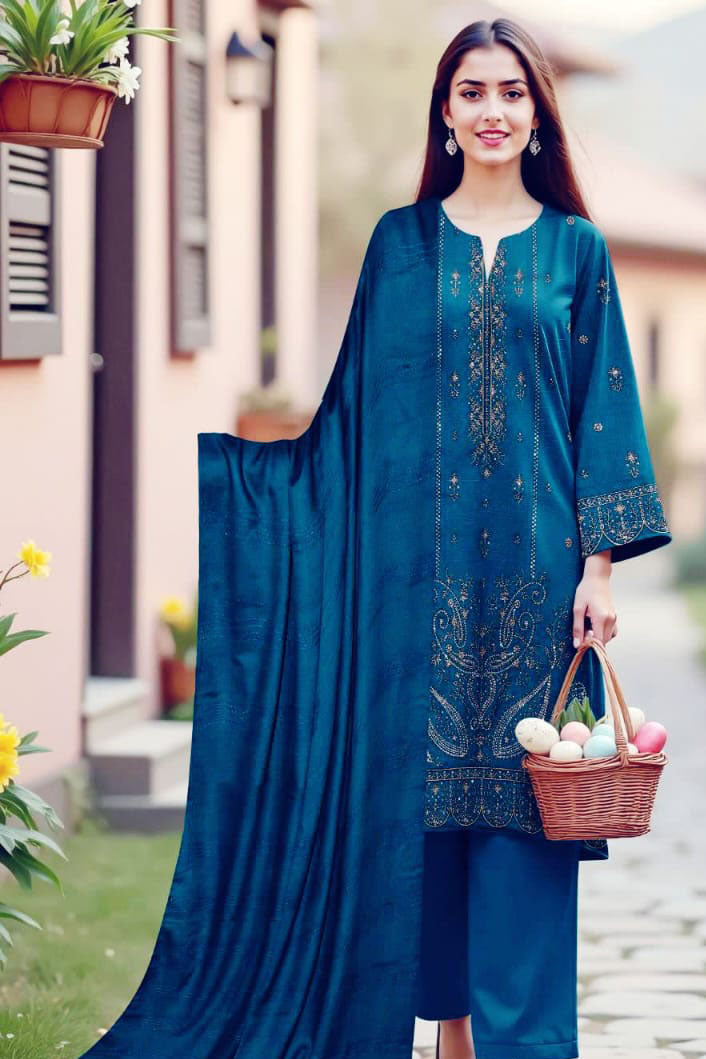 DFW-1154 Bareeze Heavy Embroidery 3PC Dhanak Suit