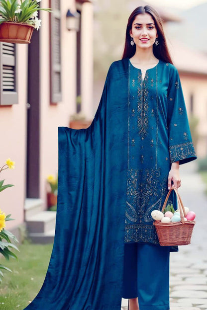 DFW-1154 Bareeze Heavy Embroidery 3PC Dhanak Suit