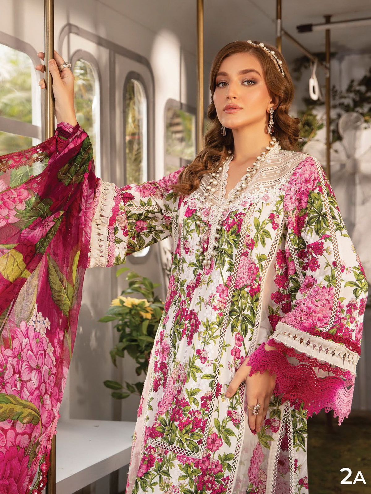 DFW-08 Maria.B Floral Unstitched Fancy Embroidered Lawn Dress