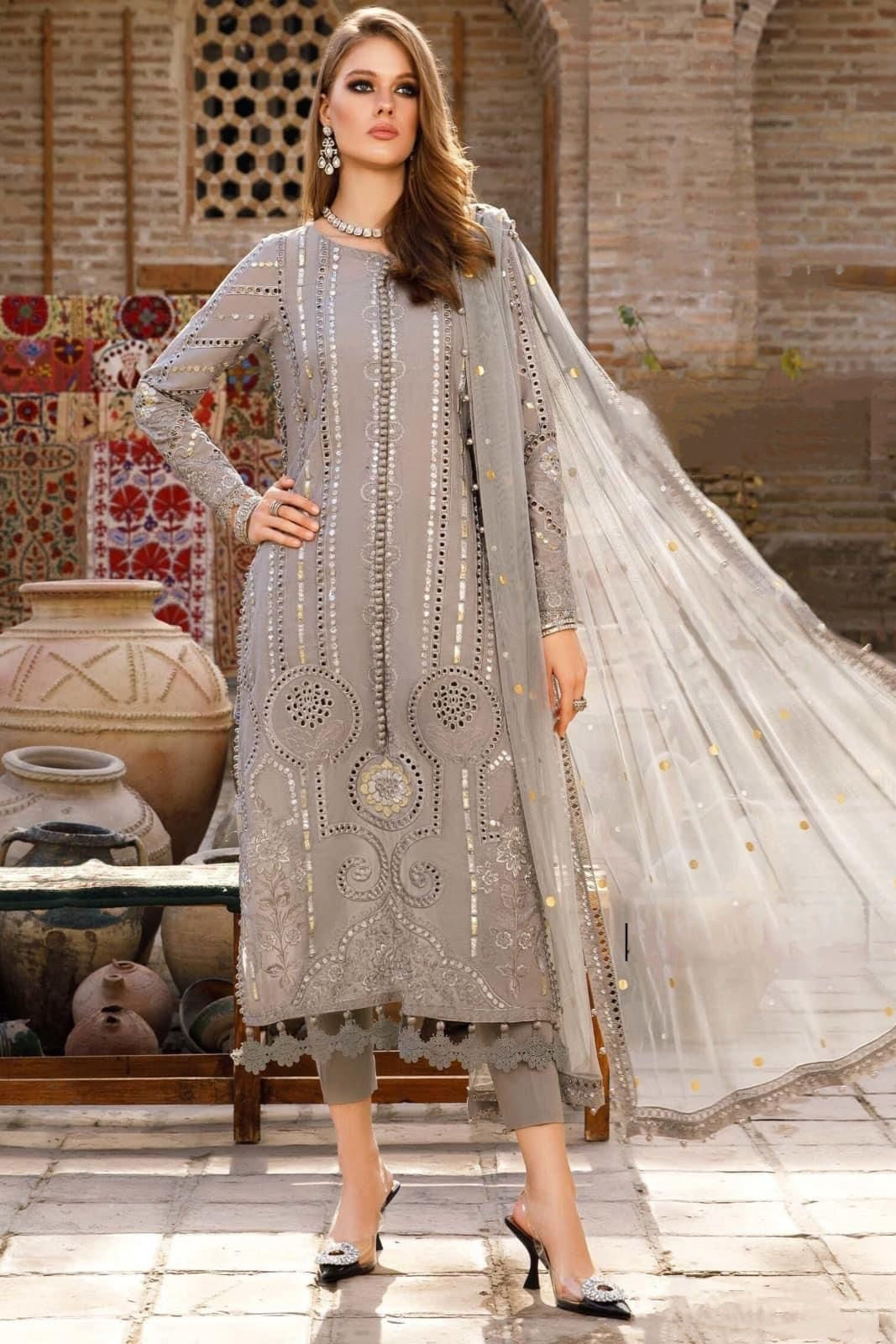 DFW-230 Maria B Heavy Embroidery 3Pc Lawn Dress