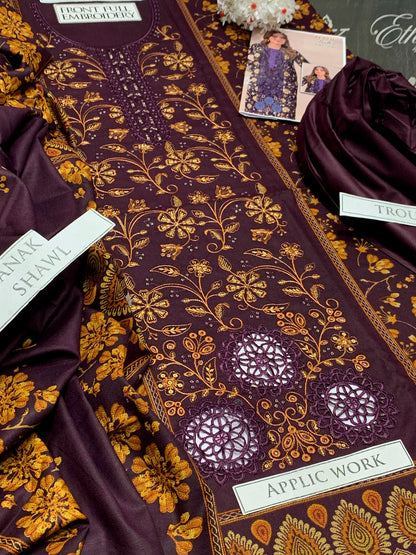 DFW-960 BJ Textile Heavy Embroidery 3PC Dhanak Suit