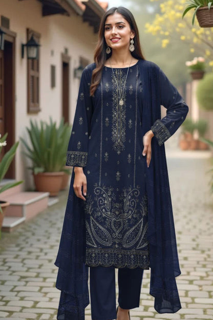 DFW-1158 Bareeze Heavy Embroidery 3PC Dhanak Suit