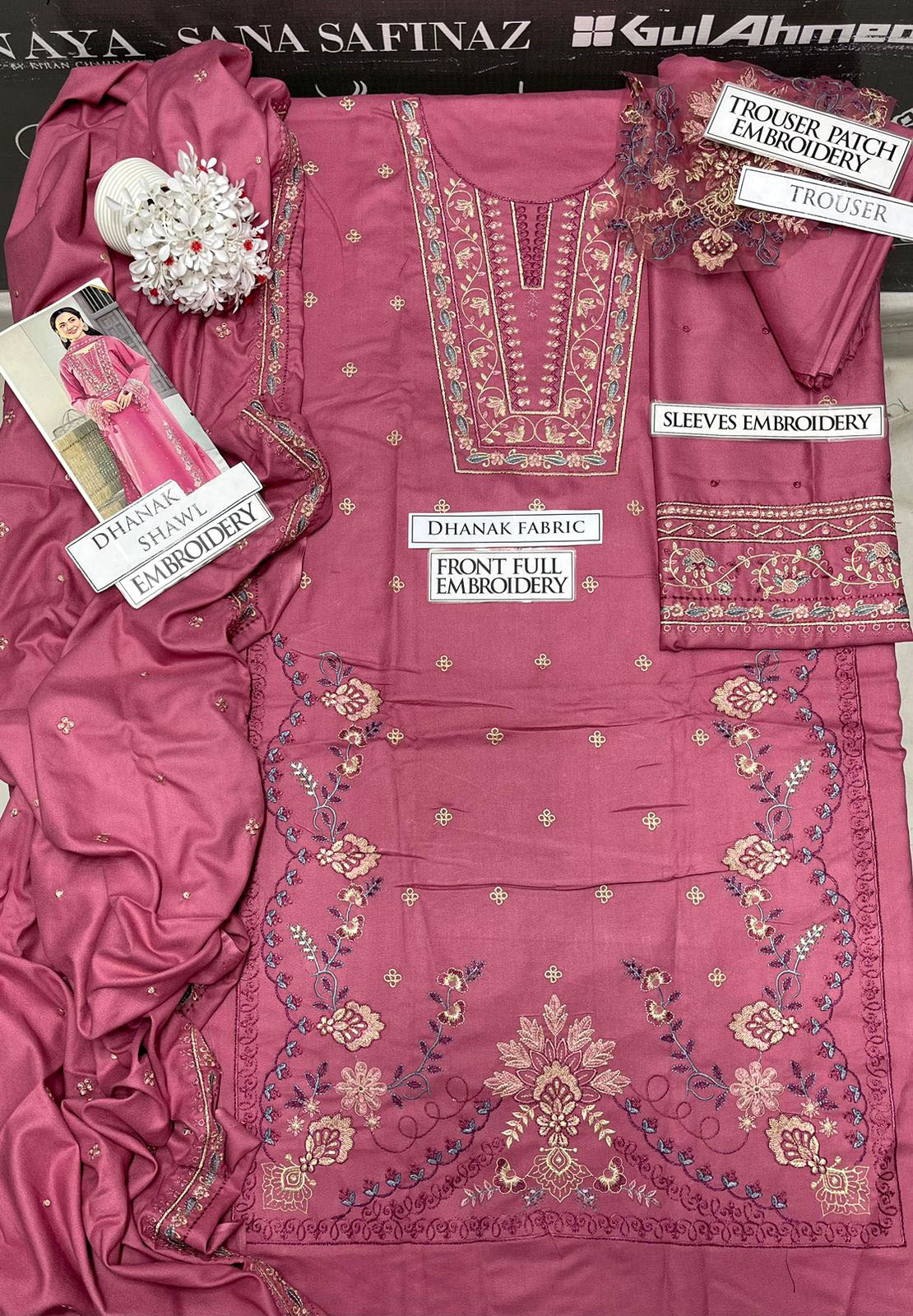 DFW-1132 Jade Embroidery 3PC Dhanak Suit