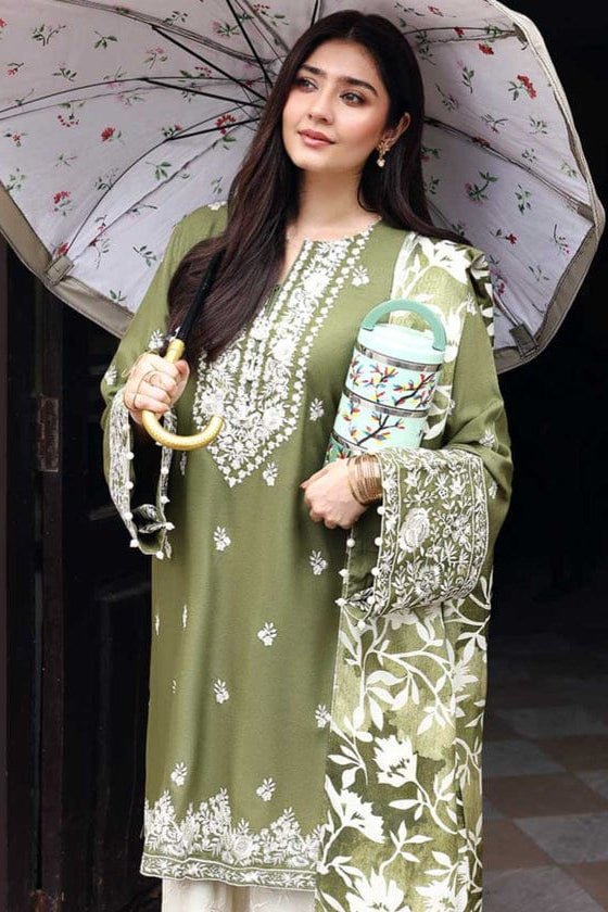 DFW-1200 Cross Stitch Embroidery 3PC Dhanak Suit