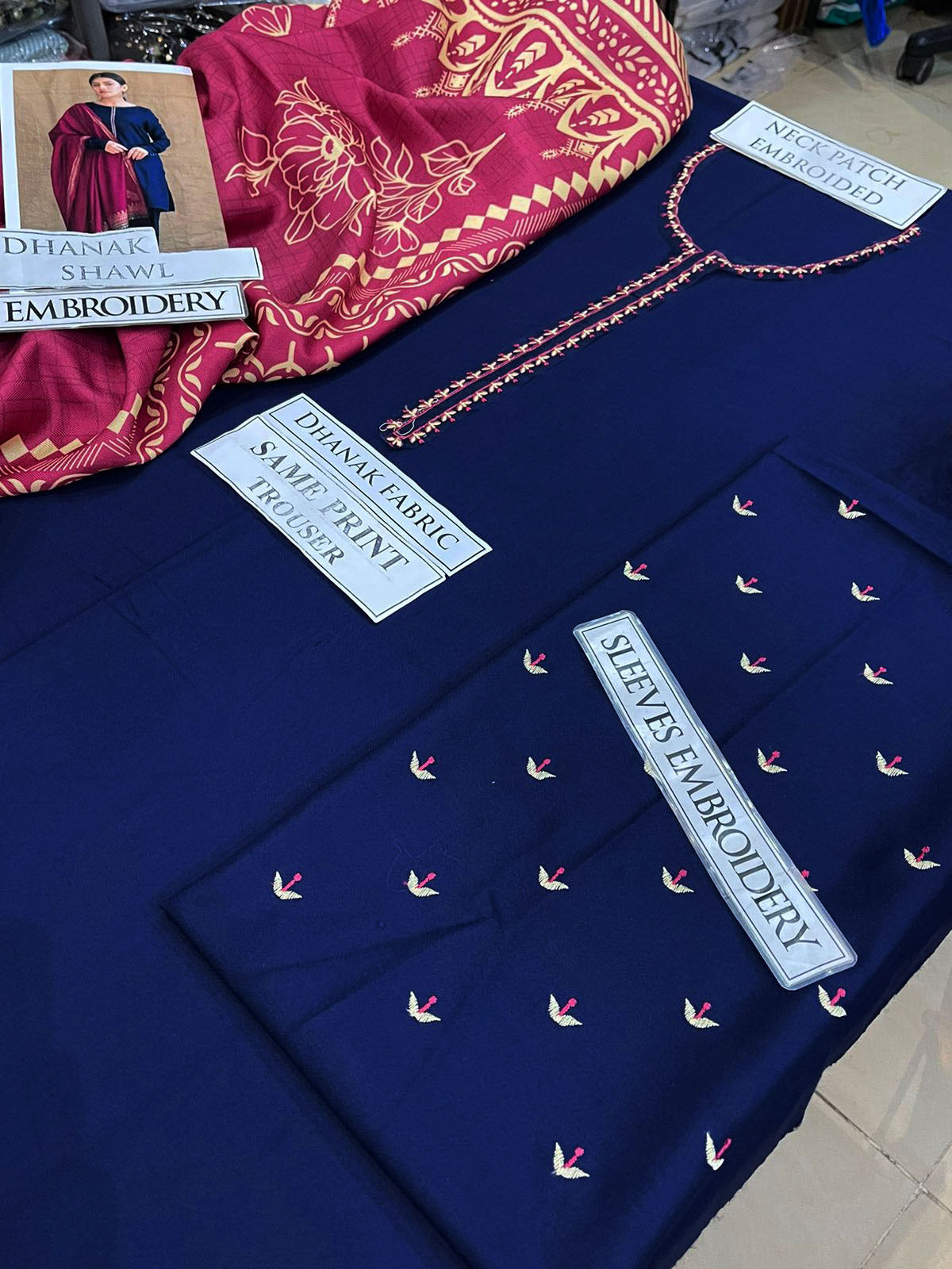 DFW-1242 Dyot Embroidery 3PC Dhanak Suit