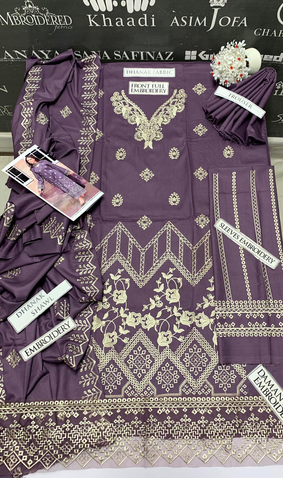 DFW-909 Libaas Heavy Embroidery 3PC Dhanak Suit