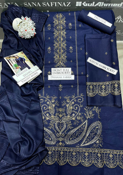 DFW-1158 Bareeze Heavy Embroidery 3PC Dhanak Suit