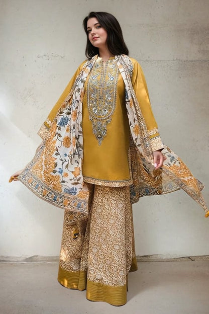 DFW-1050 Sapphire Embroidery 3PC Dhanak Suit