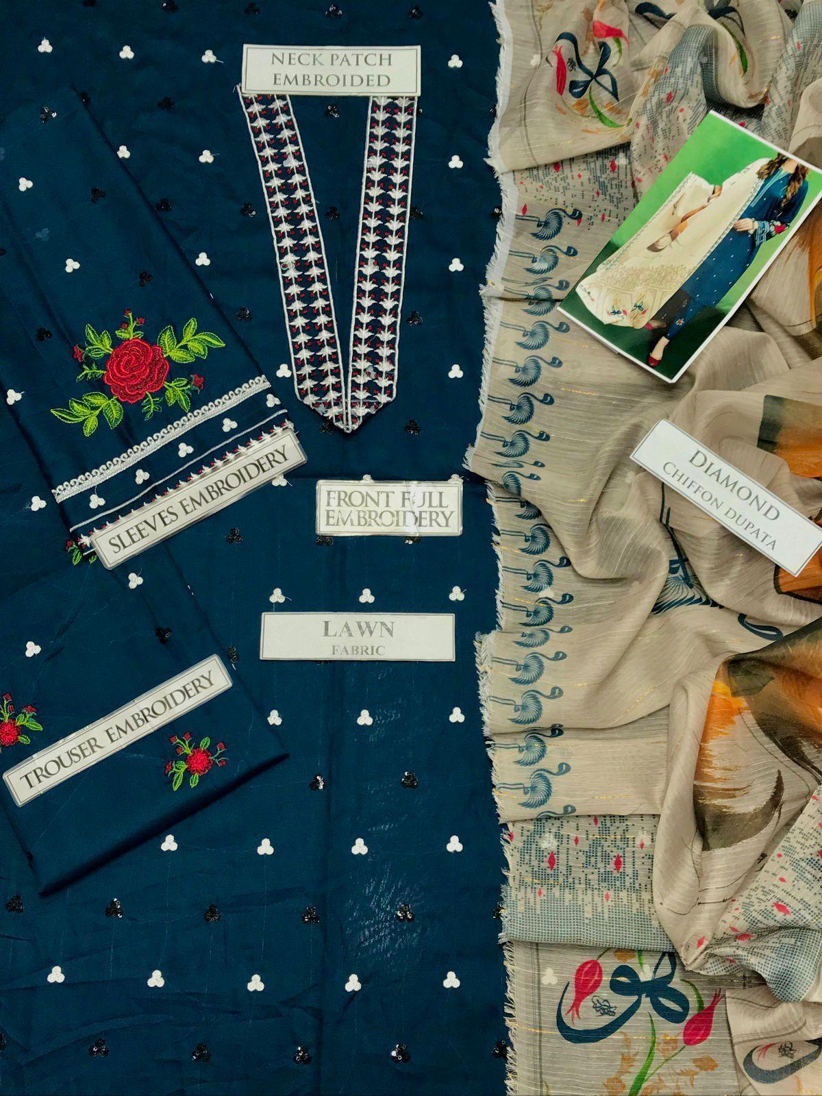 DFW-615 Urge Heavy Embroidery 3Pc Lawn Suit