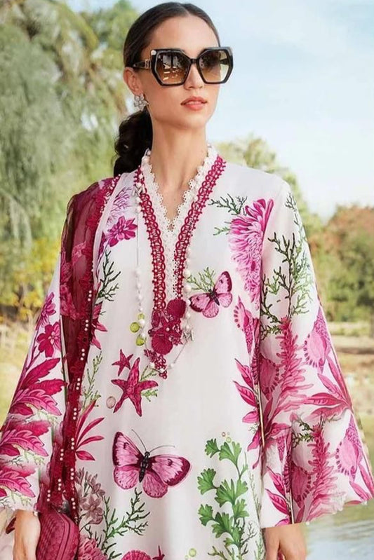 DFW-522 Maria B Embroidery 3Pc Lawn Suit